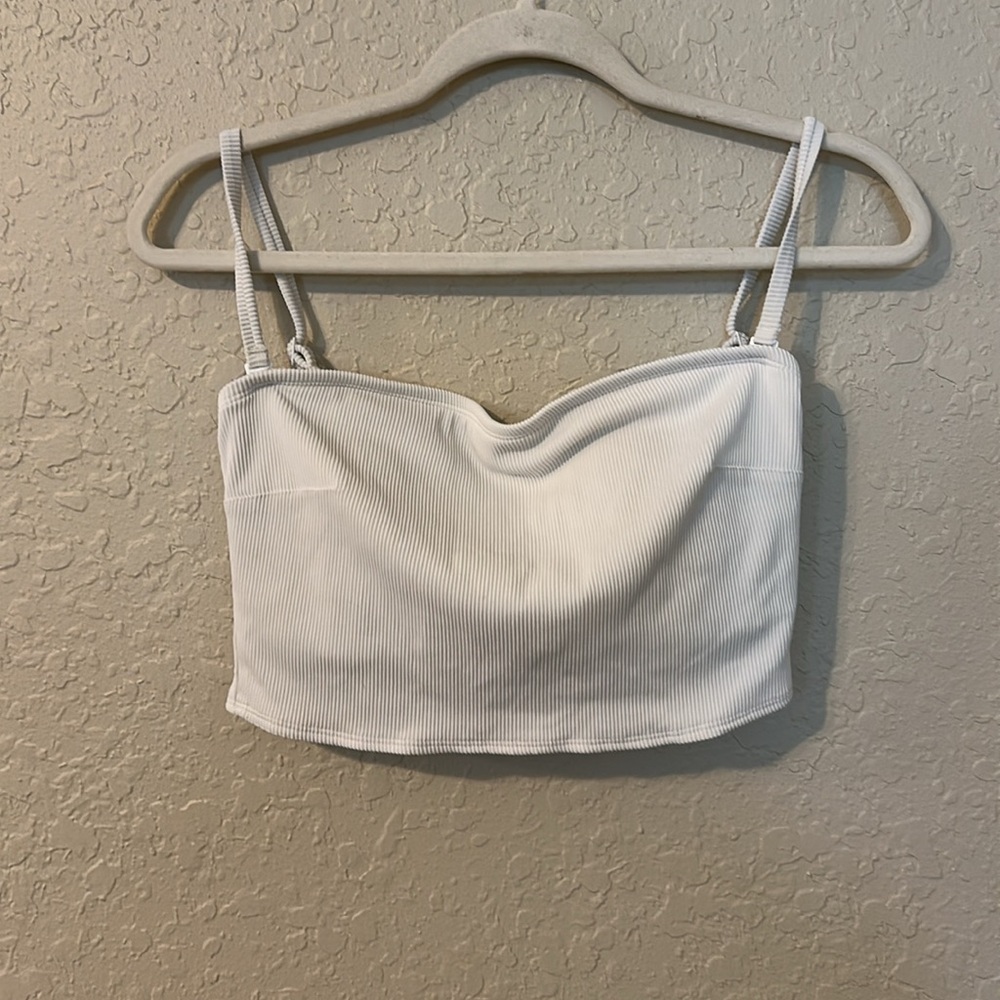 Aerie White wide strap voop bikini top r - Picture 2 of 8